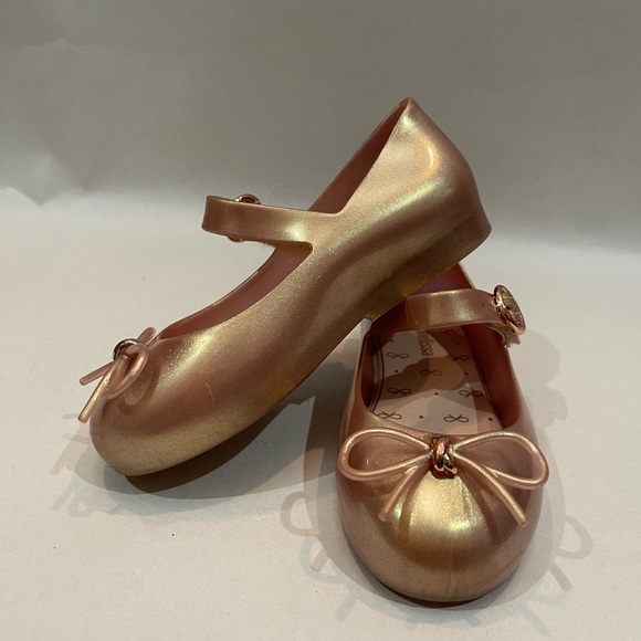 Mini Melissa Metallic Gold Pink Dress Shoe Toddler size US 9 - Picture 1 of 10